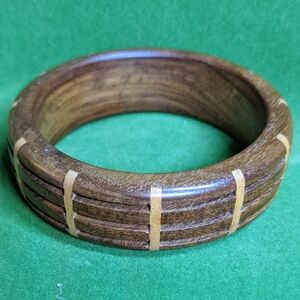 Vintage Two-Tone Wood Bangle Bracelet